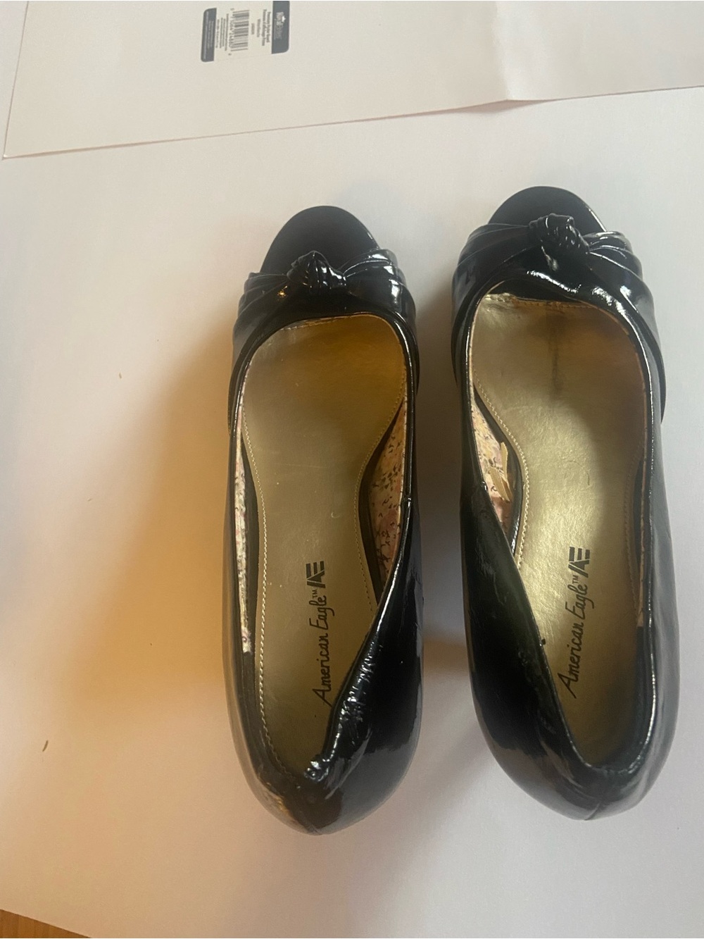 American Eagle Outfitters Black Patent Knot-Detail Pumps